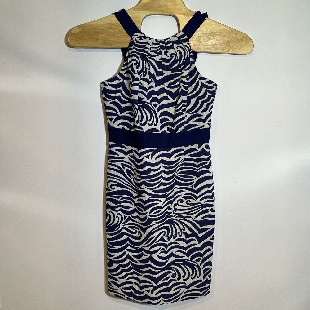 Antonio Melani Women's 6 Sleeveless Navy White Knee Length Dress